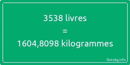 3538 lbs à kg - 3538 livres aux kilogrammes