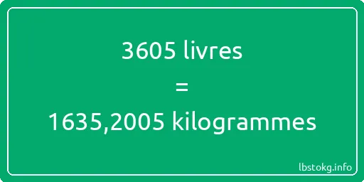 3605 lbs à kg - 3605 livres aux kilogrammes