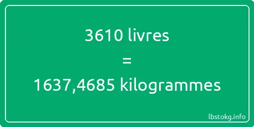 3610 lbs à kg - 3610 livres aux kilogrammes