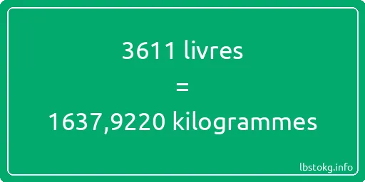 3611 lbs à kg - 3611 livres aux kilogrammes