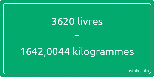 3620 lbs à kg - 3620 livres aux kilogrammes