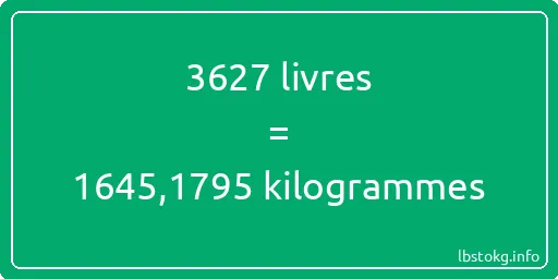 3627 lbs à kg - 3627 livres aux kilogrammes