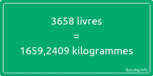 3658 lbs à kg - 3658 livres aux kilogrammes