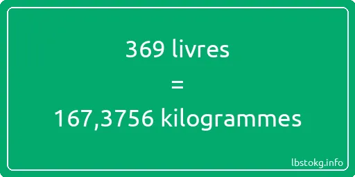 369 lbs à kg - 369 livres aux kilogrammes