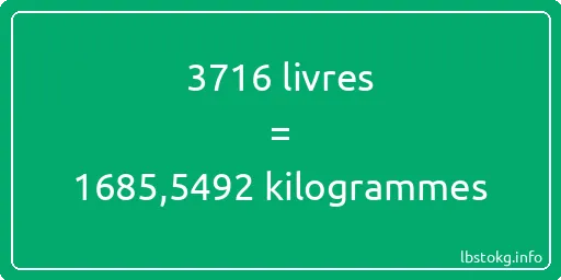 3716 lbs à kg - 3716 livres aux kilogrammes