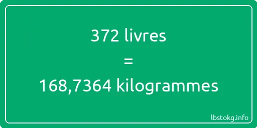 372 lbs à kg - 372 livres aux kilogrammes