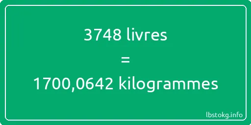 3748 lbs à kg - 3748 livres aux kilogrammes