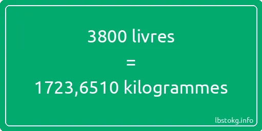 3800 lbs à kg - 3800 livres aux kilogrammes