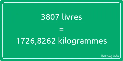 3807 lbs à kg - 3807 livres aux kilogrammes