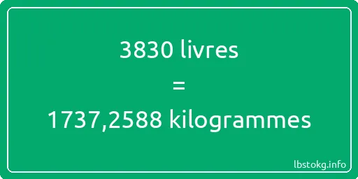 3830 lbs à kg - 3830 livres aux kilogrammes