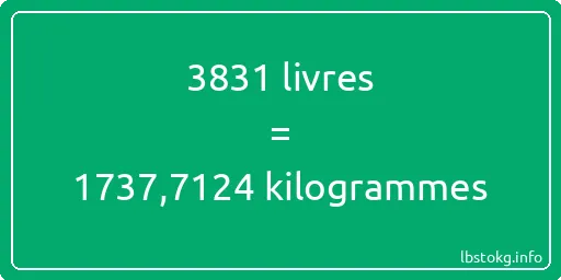 3831 lbs à kg - 3831 livres aux kilogrammes