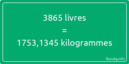 3865 lbs à kg - 3865 livres aux kilogrammes