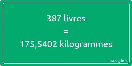 387 lbs à kg - 387 livres aux kilogrammes