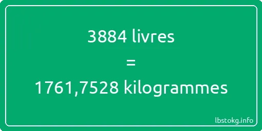 3884 lbs à kg - 3884 livres aux kilogrammes