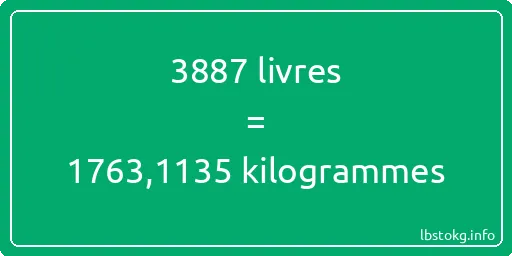 3887 lbs à kg - 3887 livres aux kilogrammes