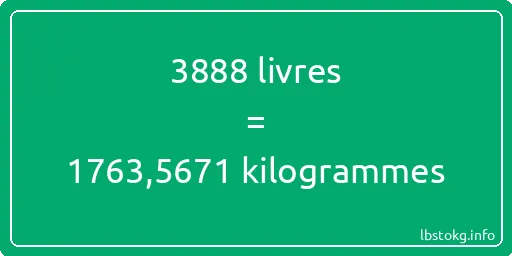 3888 lbs à kg - 3888 livres aux kilogrammes