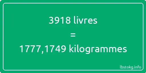 3918 lbs à kg - 3918 livres aux kilogrammes