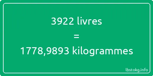 3922 lbs à kg - 3922 livres aux kilogrammes