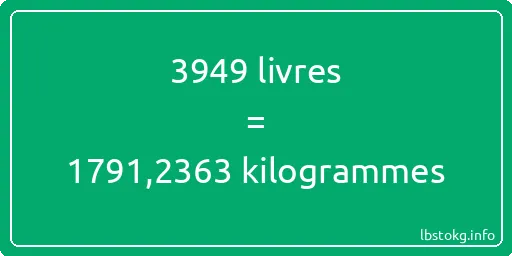 3949 lbs à kg - 3949 livres aux kilogrammes