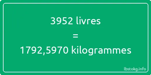 3952 lbs à kg - 3952 livres aux kilogrammes