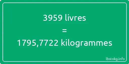 3959 lbs à kg - 3959 livres aux kilogrammes