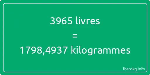 3965 lbs à kg - 3965 livres aux kilogrammes