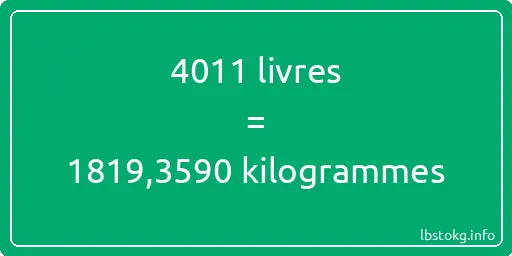 4011 lbs à kg - 4011 livres aux kilogrammes