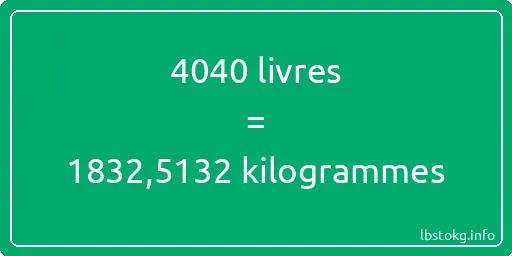 4040 lbs à kg - 4040 livres aux kilogrammes