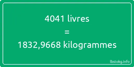 4041 lbs à kg - 4041 livres aux kilogrammes