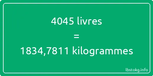 4045 lbs à kg - 4045 livres aux kilogrammes