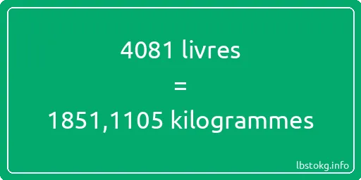 4081 lbs à kg - 4081 livres aux kilogrammes