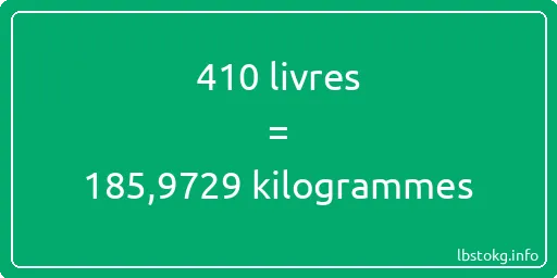 410 lbs à kg - 410 livres aux kilogrammes