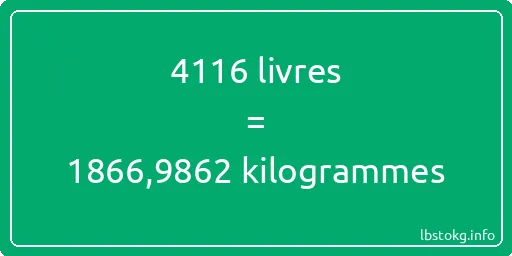 4116 lbs à kg - 4116 livres aux kilogrammes