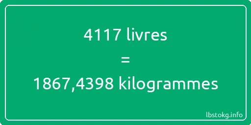 4117 lbs à kg - 4117 livres aux kilogrammes