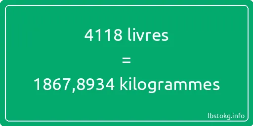 4118 lbs à kg - 4118 livres aux kilogrammes