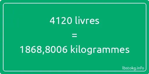 4120 lbs à kg - 4120 livres aux kilogrammes