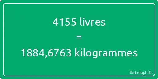 4155 lbs à kg - 4155 livres aux kilogrammes