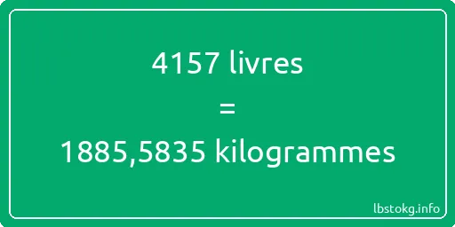 4157 lbs à kg - 4157 livres aux kilogrammes