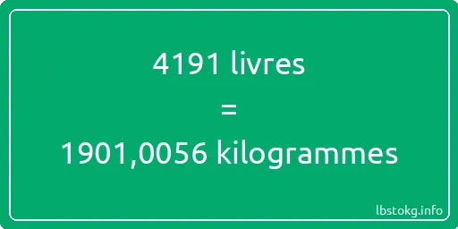 4191 lbs à kg - 4191 livres aux kilogrammes