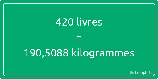 420 lbs à kg - 420 livres aux kilogrammes