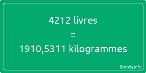 4212 lbs à kg - 4212 livres aux kilogrammes