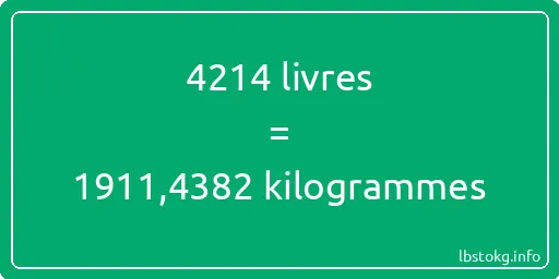 4214 lbs à kg - 4214 livres aux kilogrammes