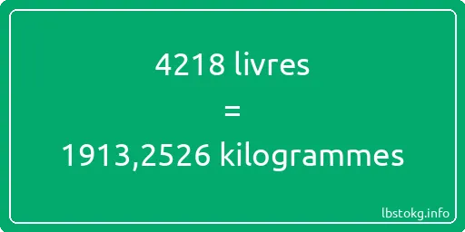 4218 lbs à kg - 4218 livres aux kilogrammes