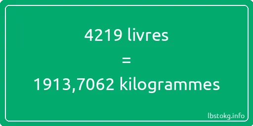 4219 lbs à kg - 4219 livres aux kilogrammes