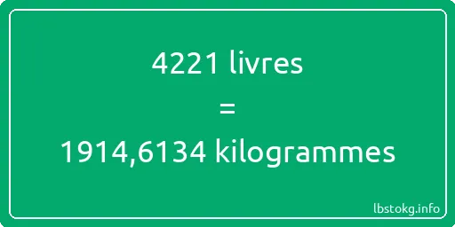 4221 lbs à kg - 4221 livres aux kilogrammes