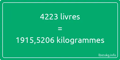 4223 lbs à kg - 4223 livres aux kilogrammes