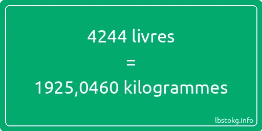 4244 lbs à kg - 4244 livres aux kilogrammes