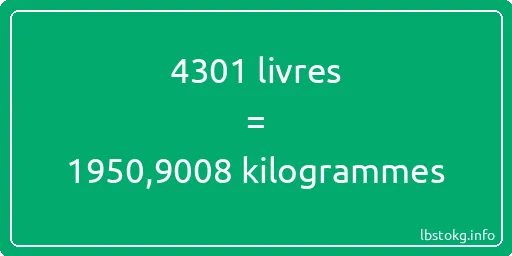 4301 lbs à kg - 4301 livres aux kilogrammes