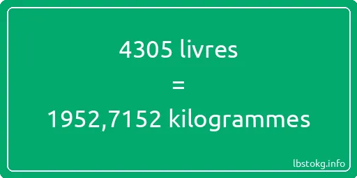 4305 lbs à kg - 4305 livres aux kilogrammes