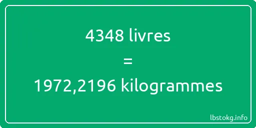 4348 lbs à kg - 4348 livres aux kilogrammes